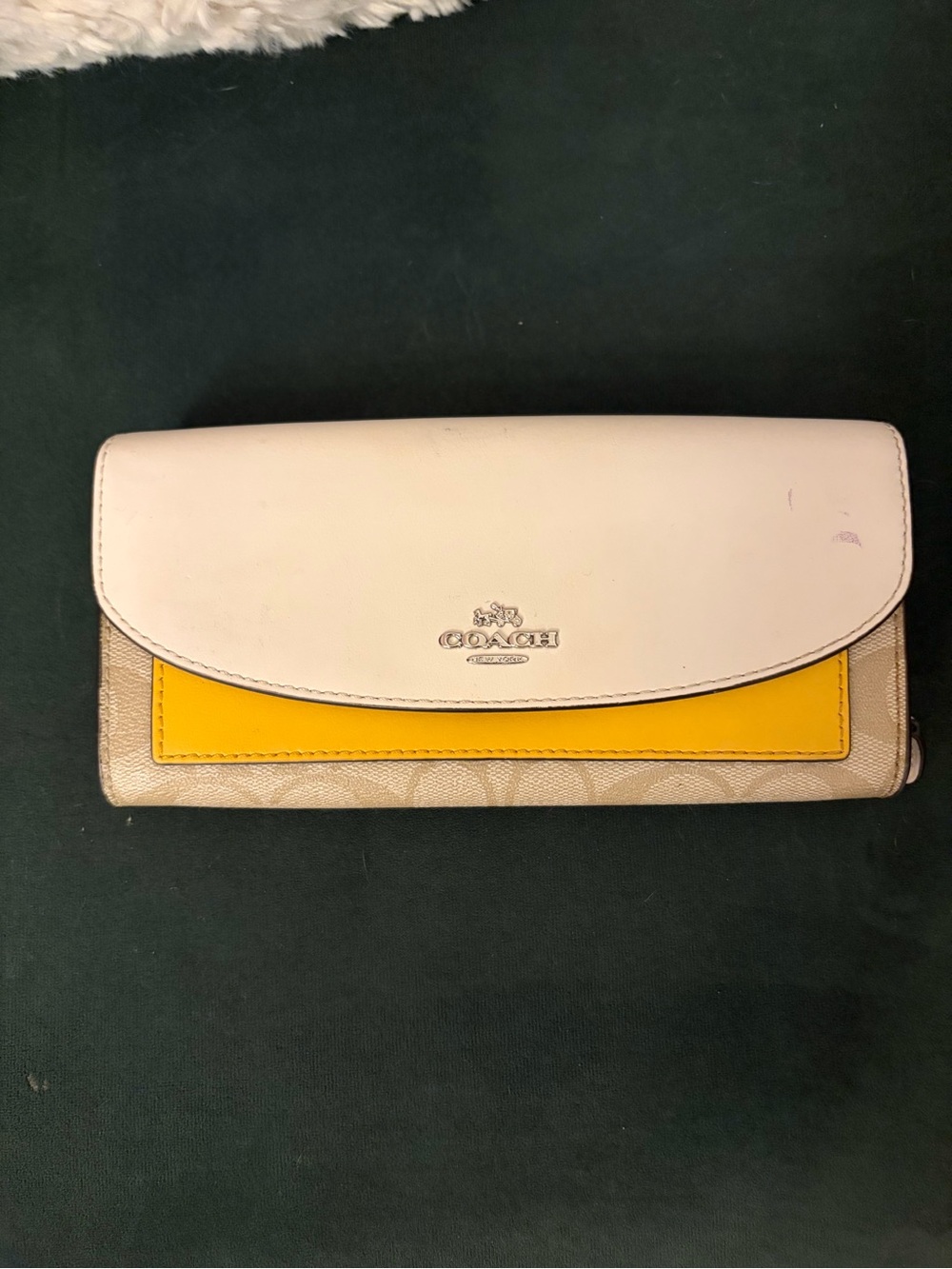 Coach Trifold Wallet in White, Yellow and Tan